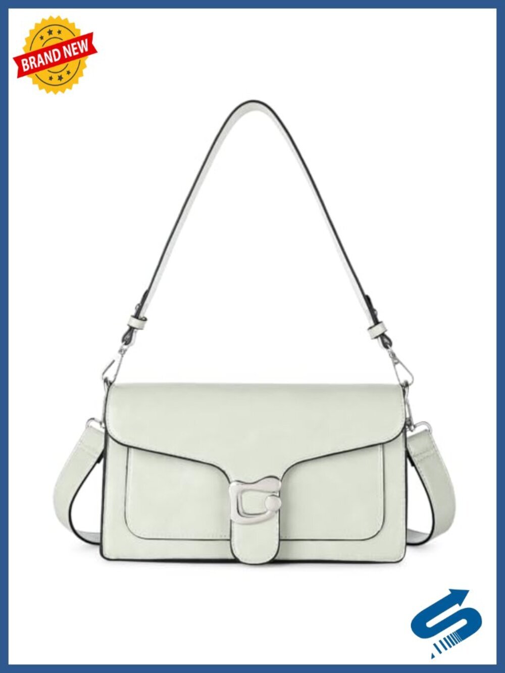 Vegan Leather Crossbody Bag with 2 Detachable Straps, Retro Purse